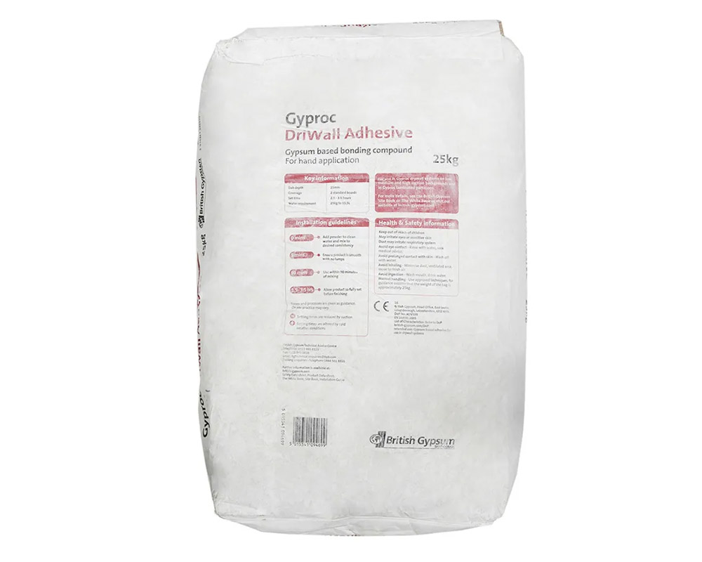 British Gypsum Gyproc DriWall Adhesive Bonds Plasterboard to walls simply and quickly